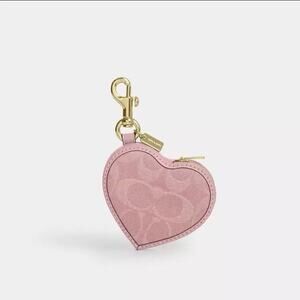 NWT Coach pink Heart Bag CharmIn Signature Denim